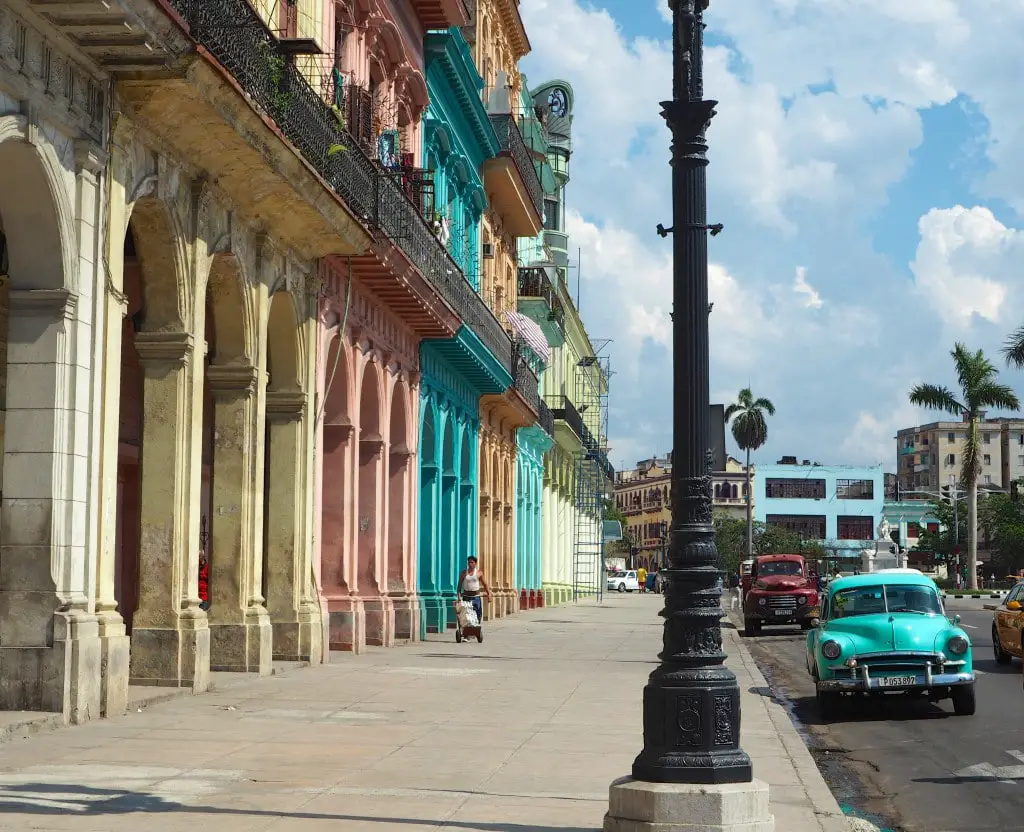 crumbling colourful buildings in Havana