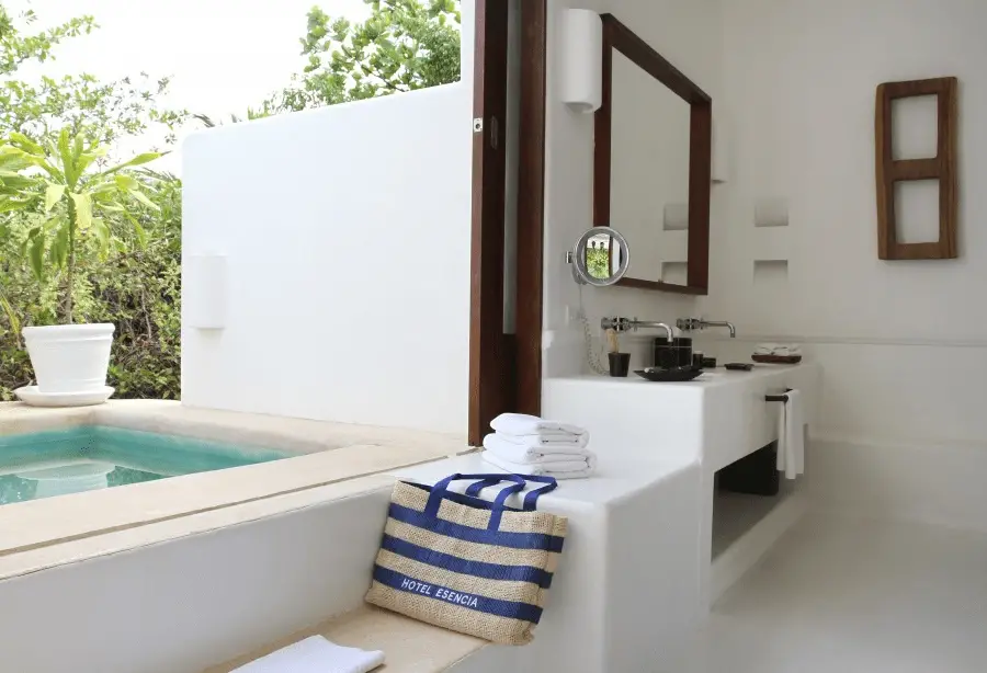 Esencia hotel suites private pool bathroom