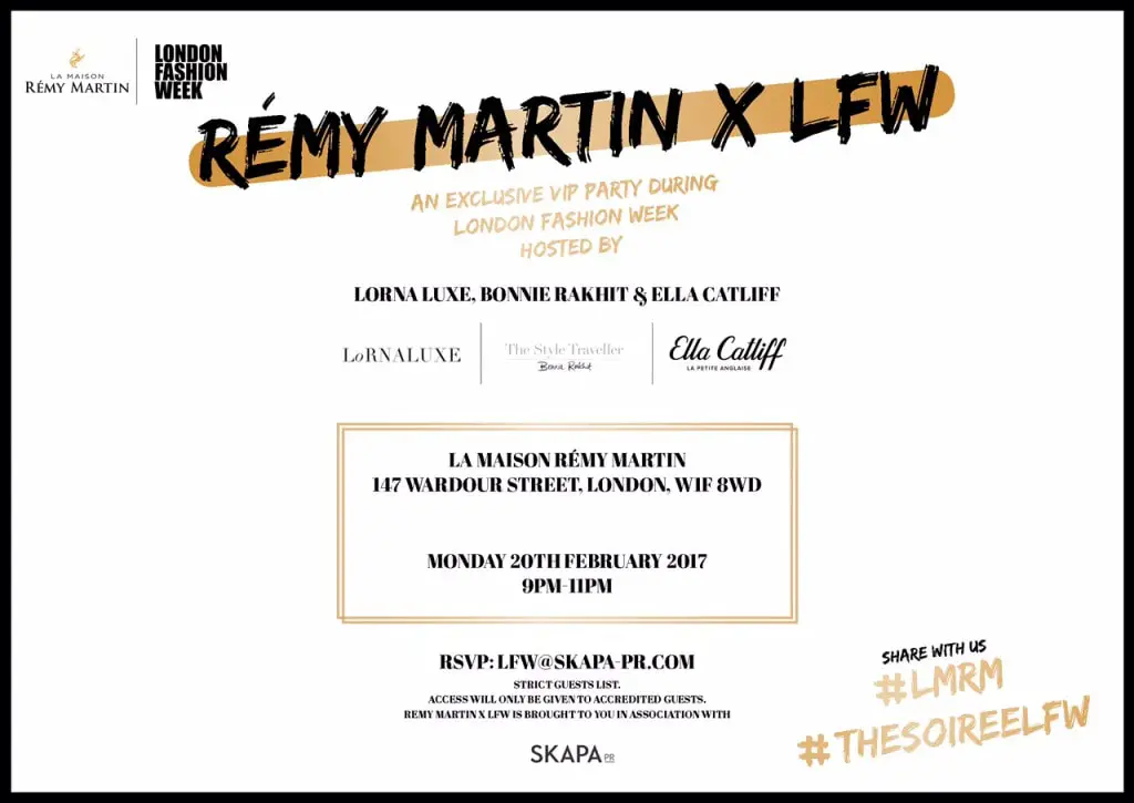 Hosting a London Fashion Week Party with Remy Martin invite