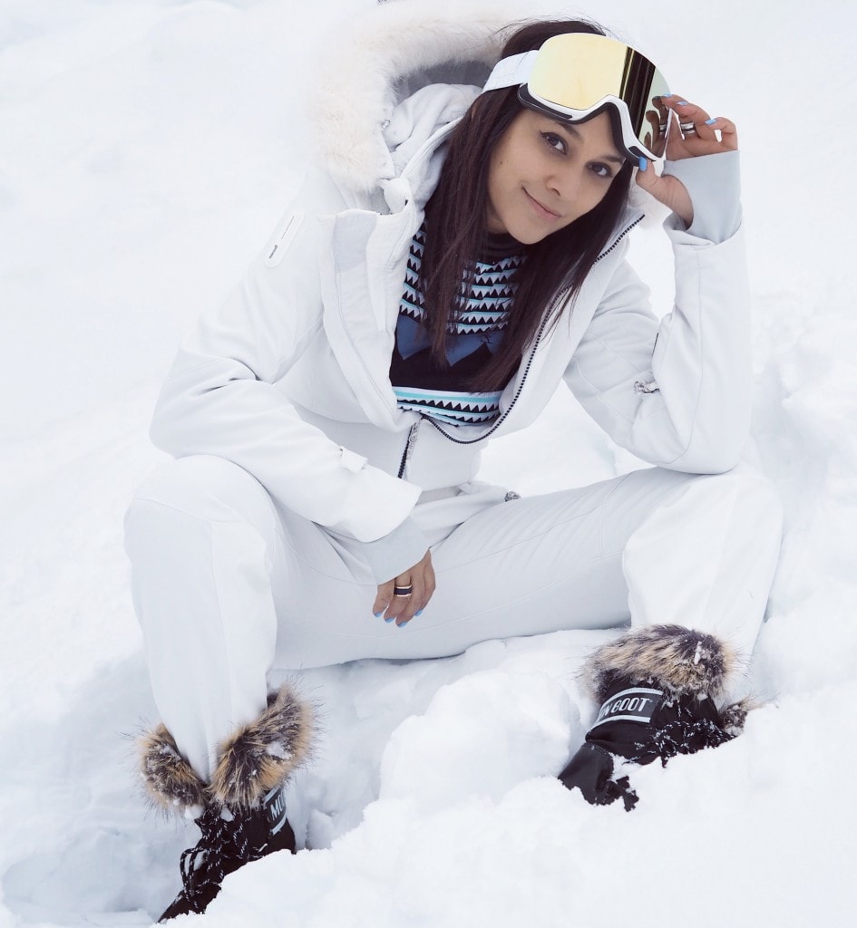 white ski outfit