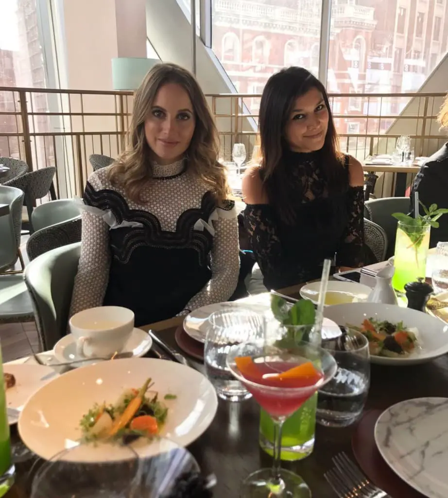Rosie Fortesque and bonnie rakhit lunch at Aster Victoria