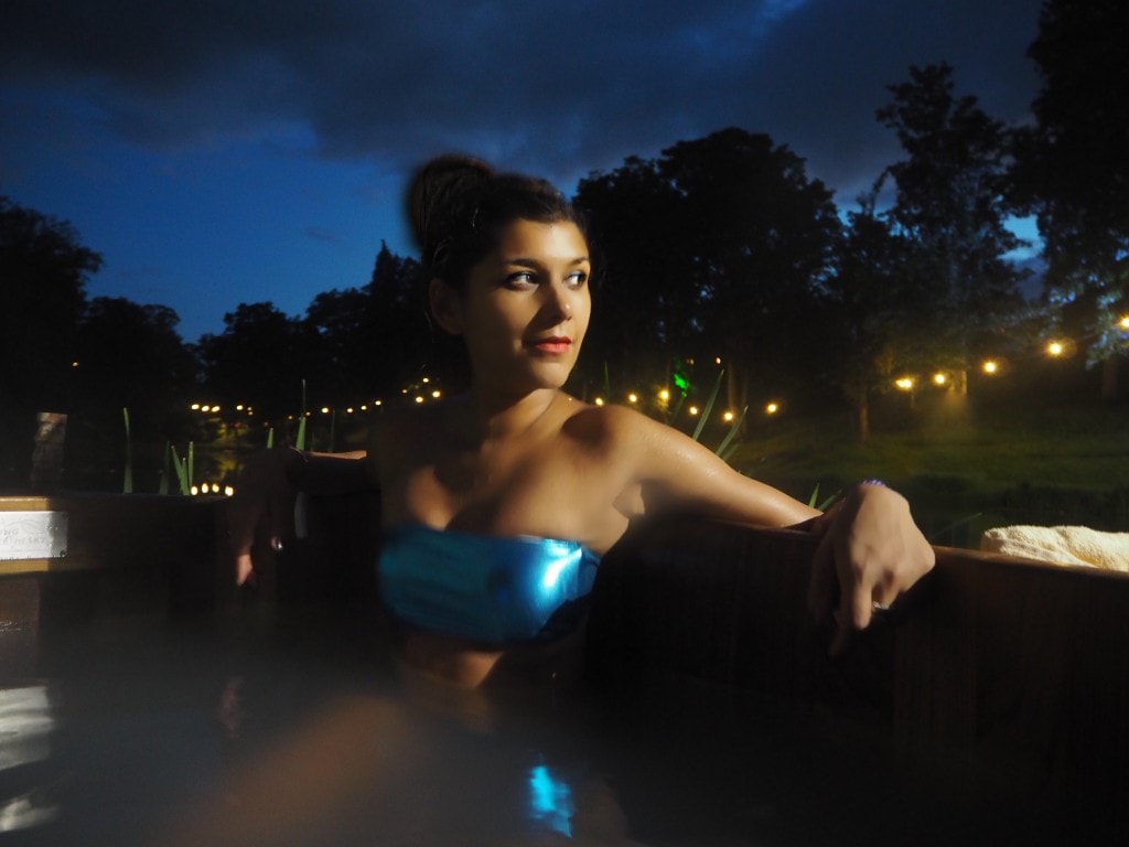 hot tub at wilderness festival night