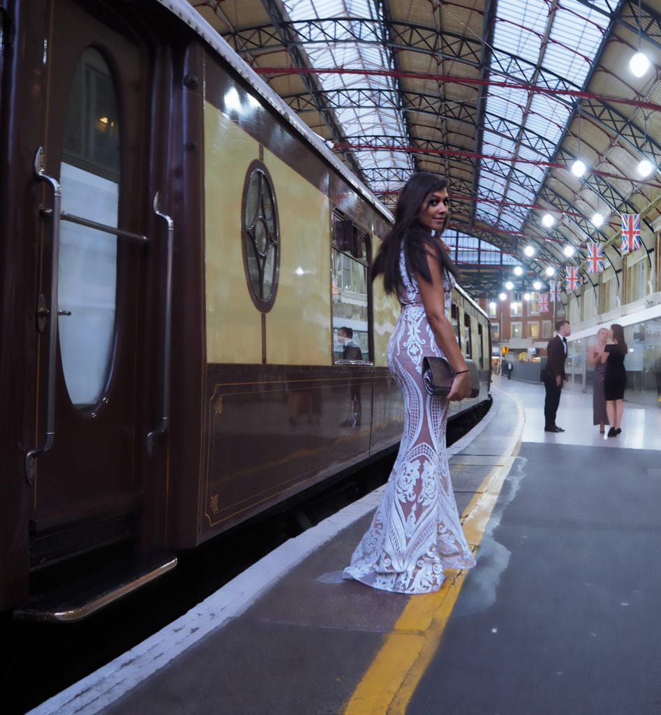 The Belmond British Pullman Bonnie Rakhit that to wear black tie