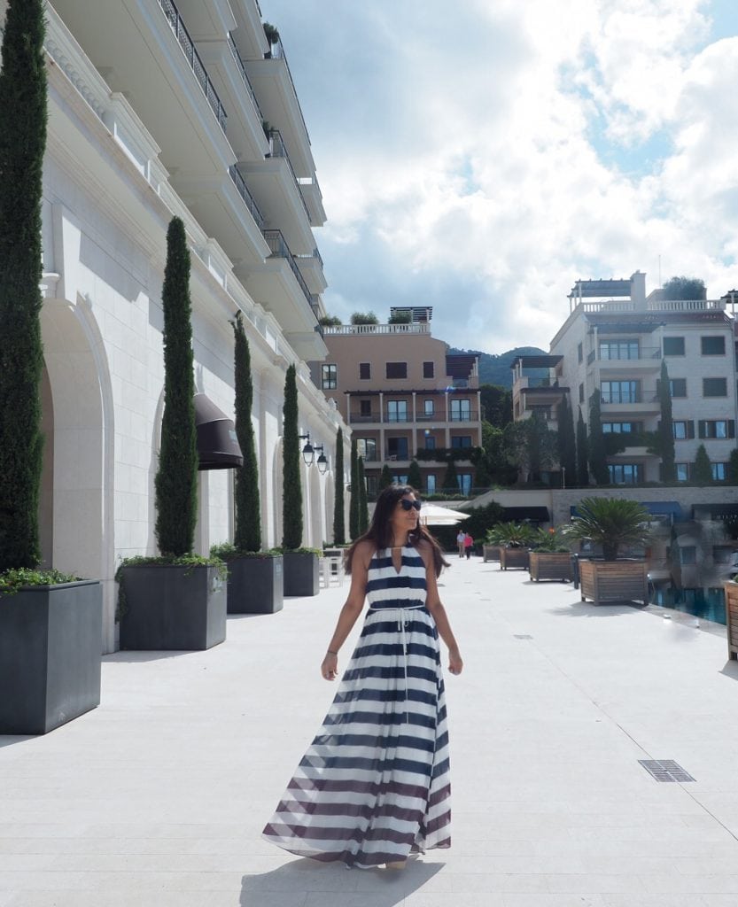 Bonnie Rakhit Style Traveller at Regent porto Montenegro luxury hotel beautiful marina croatia