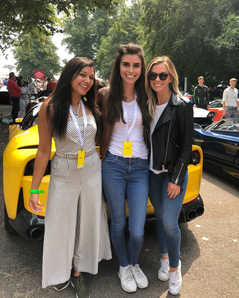 Bonnie Rakhit Goodwood festival of speed with Ferrari sports cars vip pass female racing Lara Heller Miss Emma Walsh