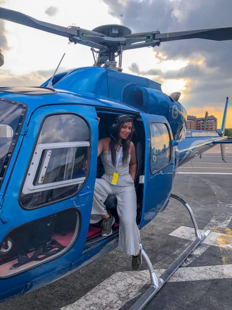 Bonnie Rakhit helicopter ride to Goodwood with Ferrari sports cars