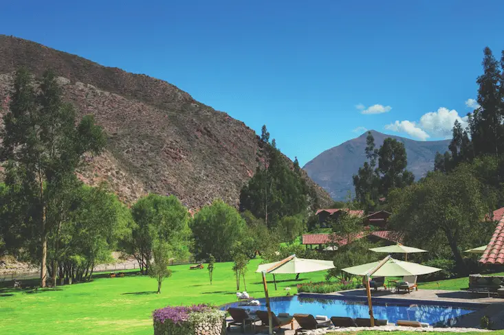 Best hotel in Sacred valley Peru.Belmond Rio Sagrado swimming pool