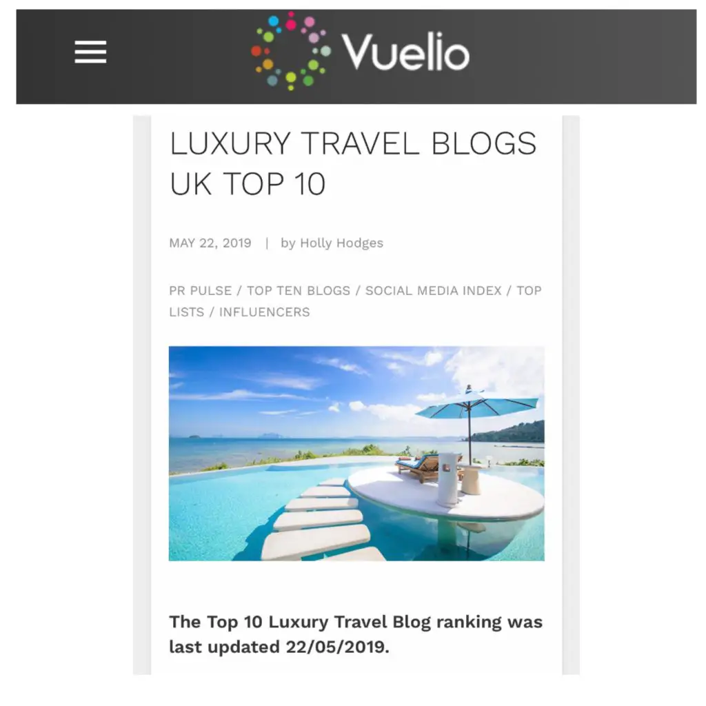 VUELIO TOP 10 LUXURY TRAVEL BLOG - MAY 19