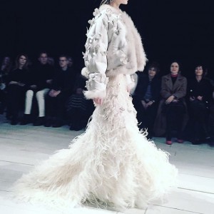 Alexander McQueen London Fashion week feathers
