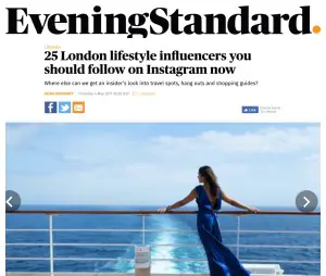 London Evening Standard top 25 Influencers to follow on Instagram - April 17