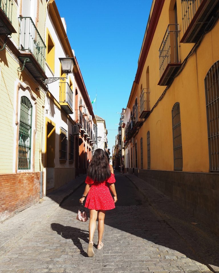 bonnie rakhit style traveller street scene girl in spanish city seville