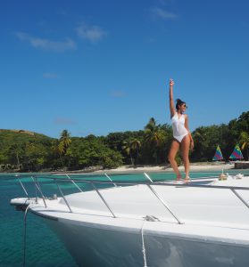The Style Traveller Bonnie Rakhit melissa odabash swimsuit girl on a yacht