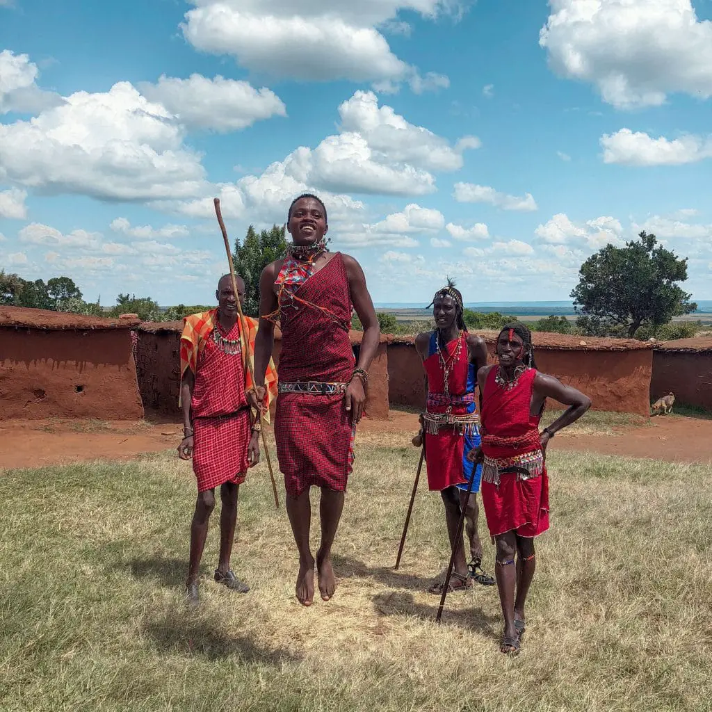 Masai mara warriors dancing in kenya with fairmont