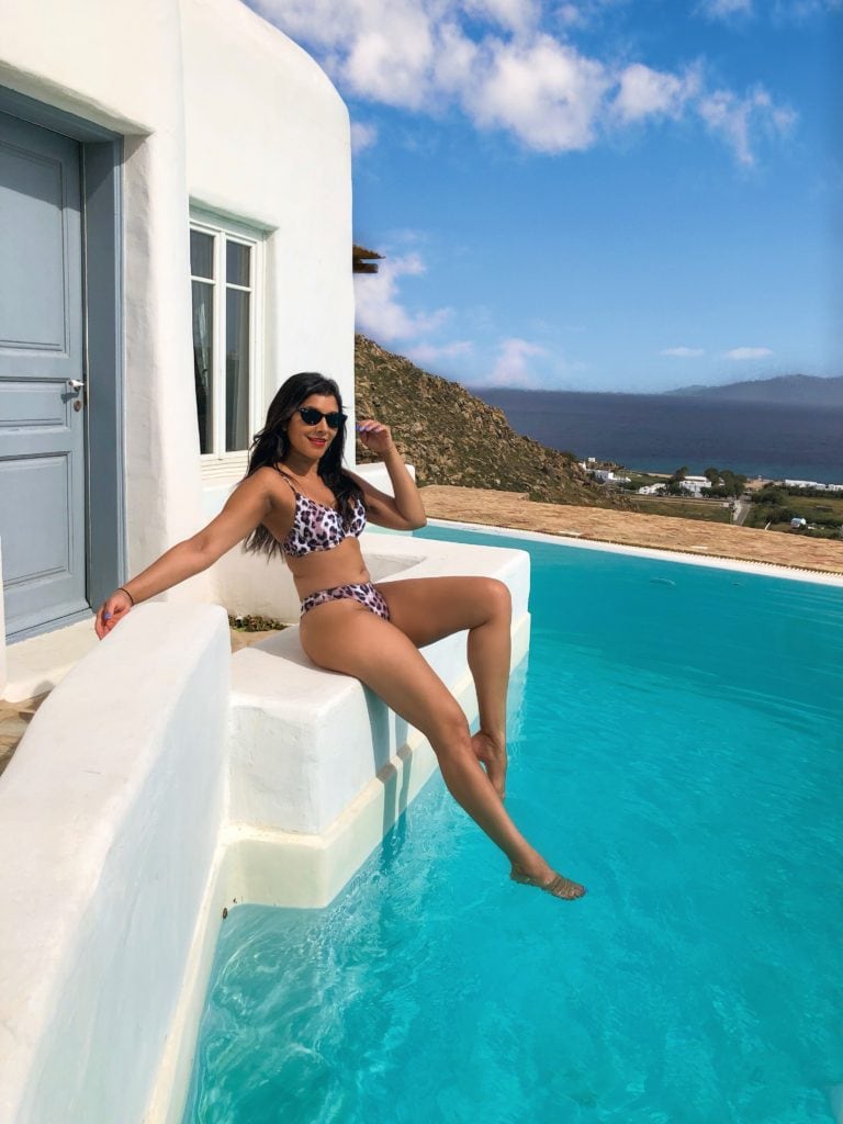 Best swimwear trends summer 2019 Bonnie Rakhit Style Traveller Luxsea brazilian leopard print bikini what to wear in Mykonos