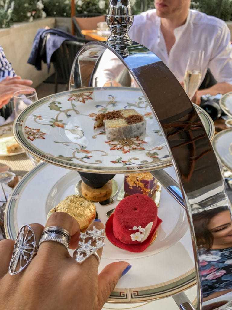 Four Seasons London X Bonnie Rakhit Fashion Week Afternoon Tea cake stand