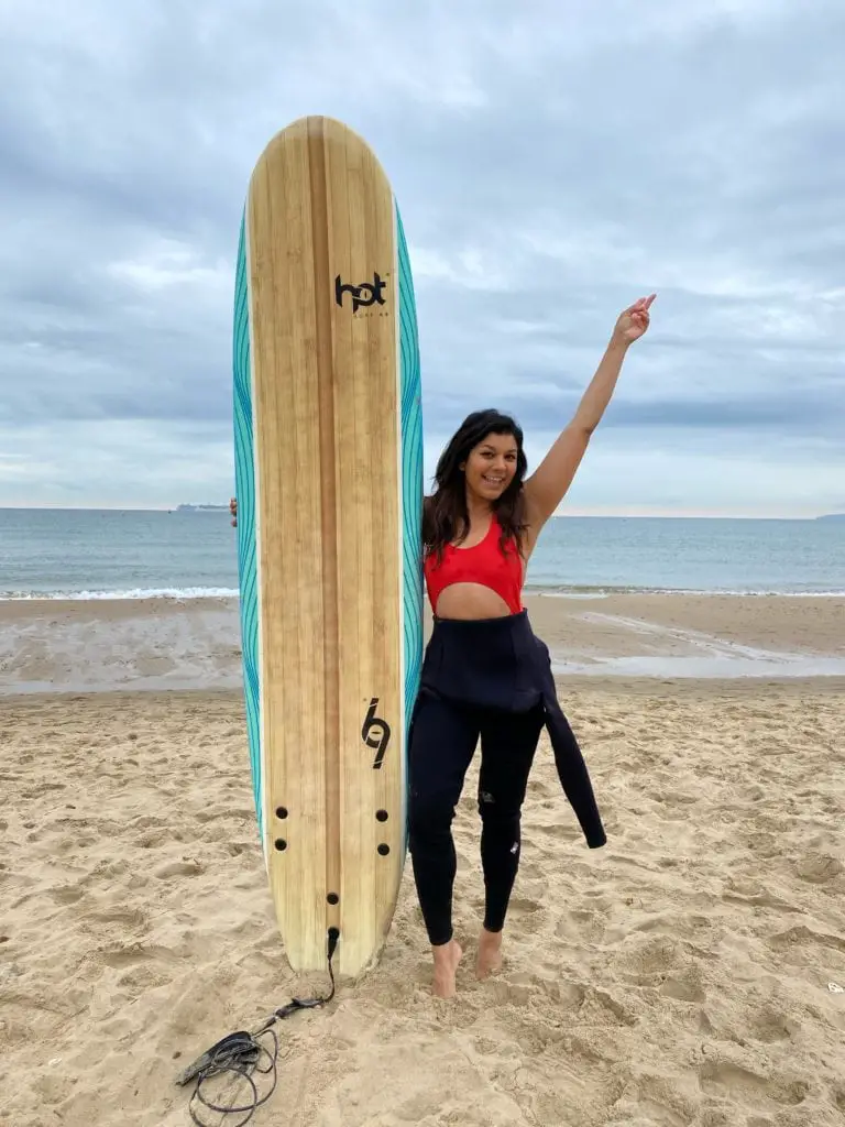 Bonnie Rakhit at Sorted Surf School surfing lesson Bournemouth