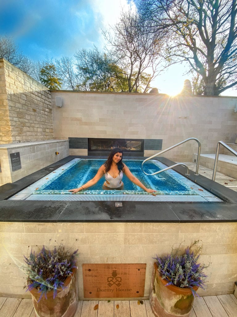 Bonnie Rakhit at Dormy house outdoor heated hottub