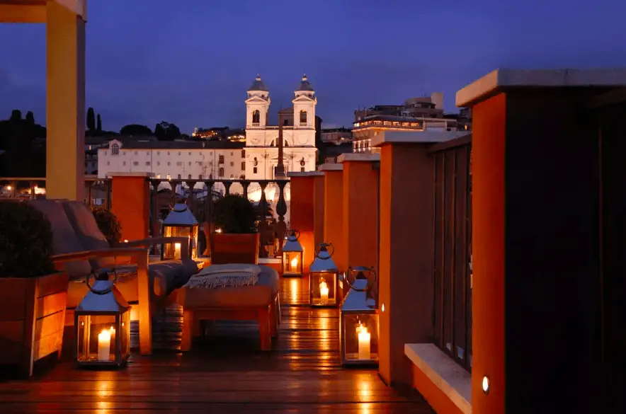 Living La Dolce Vita in Rome - Portrait Roma suite terrace at night