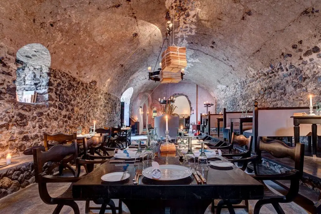 alati restaurant luxury dining santorini wine cellar Vedema hotel