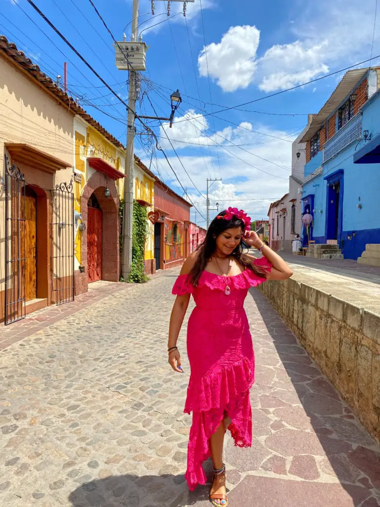 Bonnie Rakhit on the colourful streets in Oaxaca