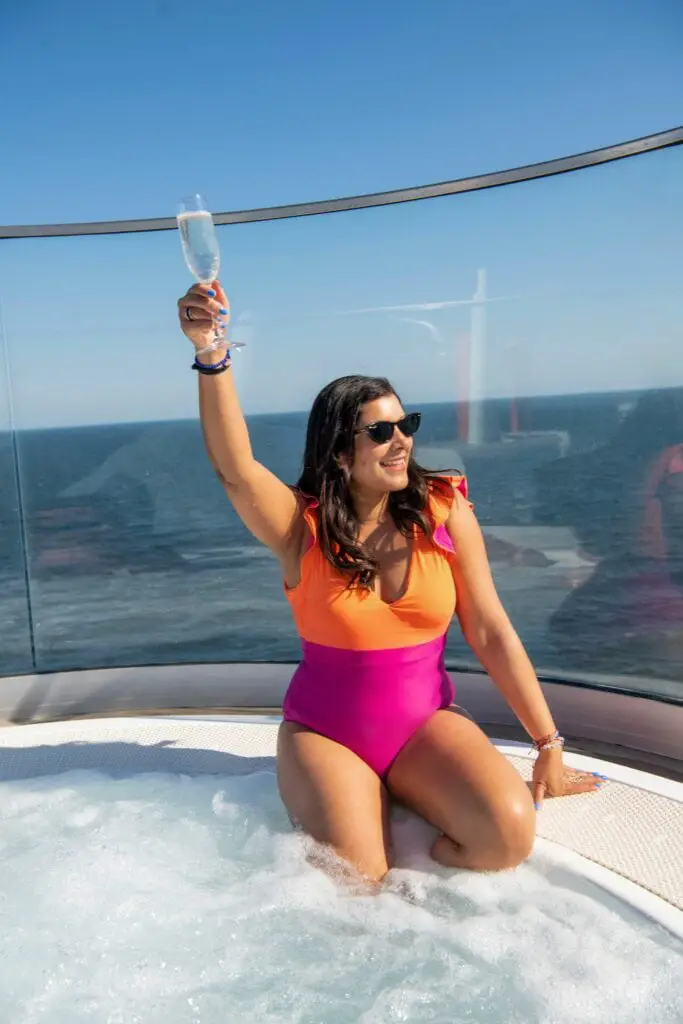 Best cruise ships celebrity beyond Celebrity cruises Bonnie Rakhit Summersault swimwear hot tub