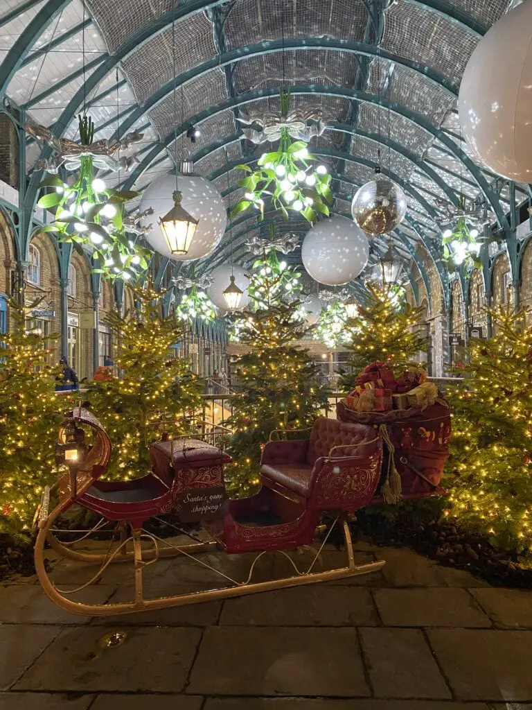 Covent garden xmas tree lights London Bonnie Rakhit sleigh