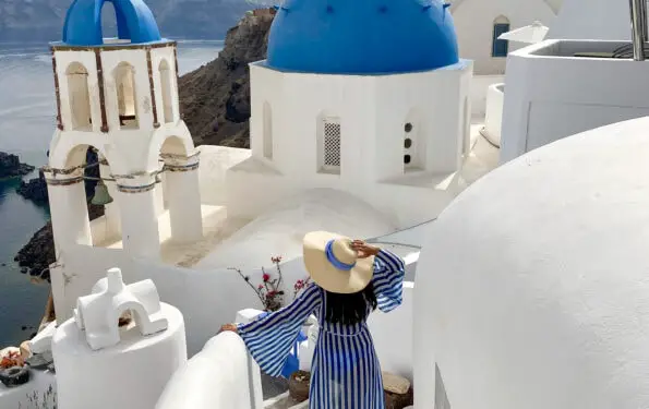 Santorini blue dome churches instagram locations greece Bonnie Rakhit