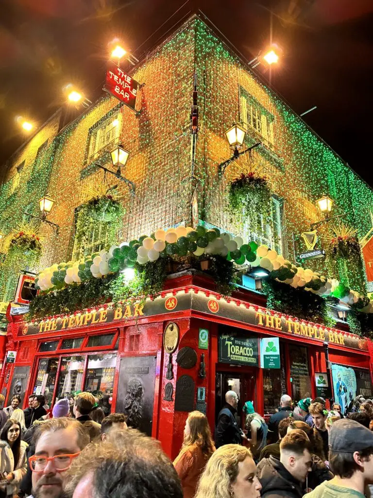 The Temple Bar pub at night Dublin Ireland St Patricks day