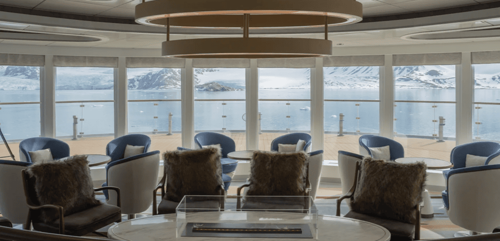 The luxury sundeck of the Antartica cruise ship