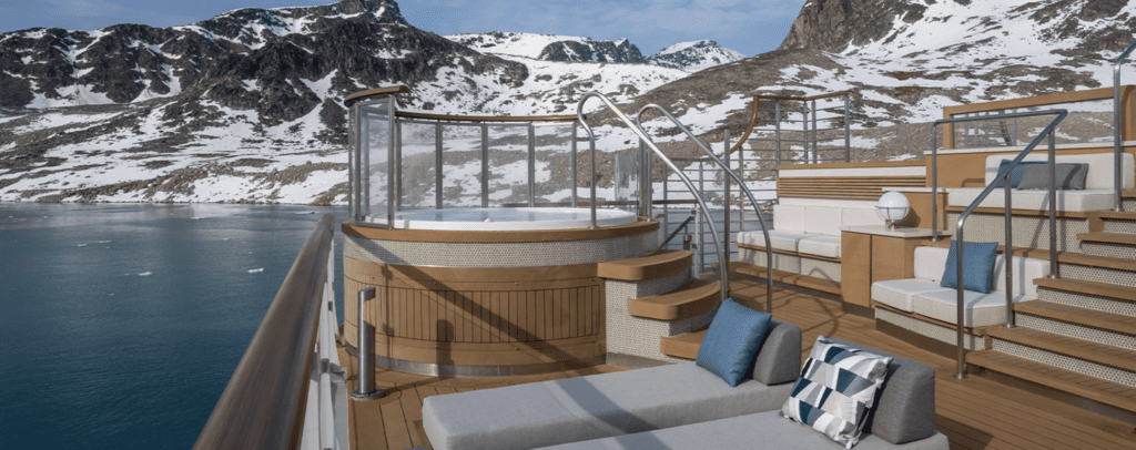 Luxury Antarctic cruise guide, jacuzzi sundeck