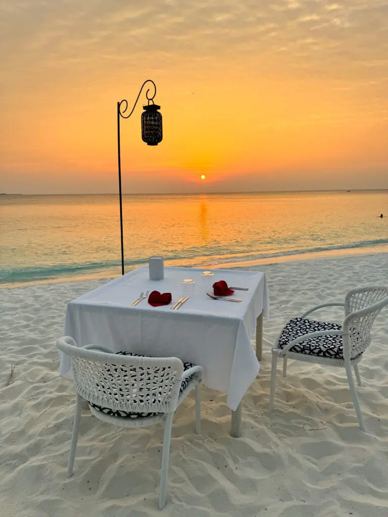 Amilla Maldives Valentines dinner romantic private beach