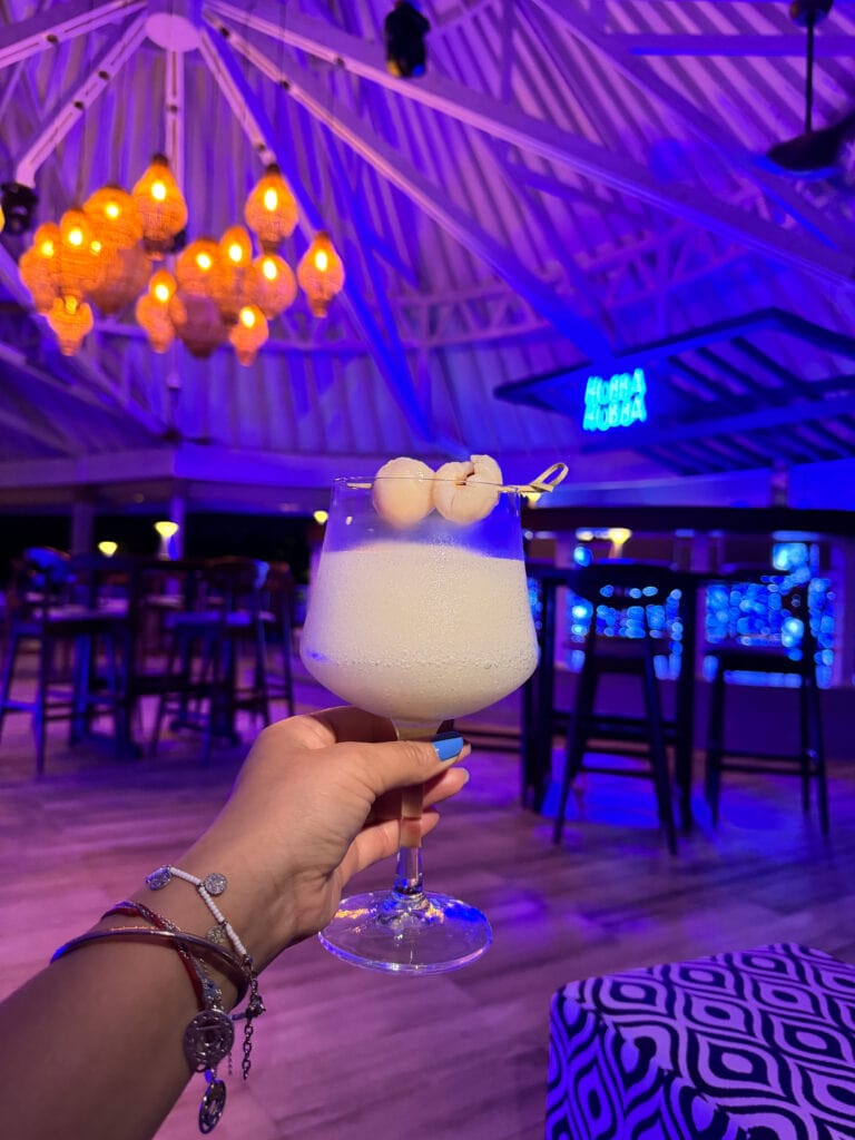 Ifuru Island beach club Maldives cocktail hour party night