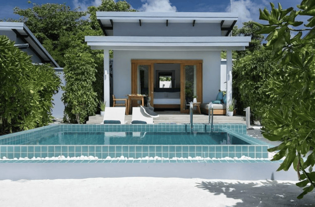 Beach Pool villa at Ifuru Island Maldives affordable luxury